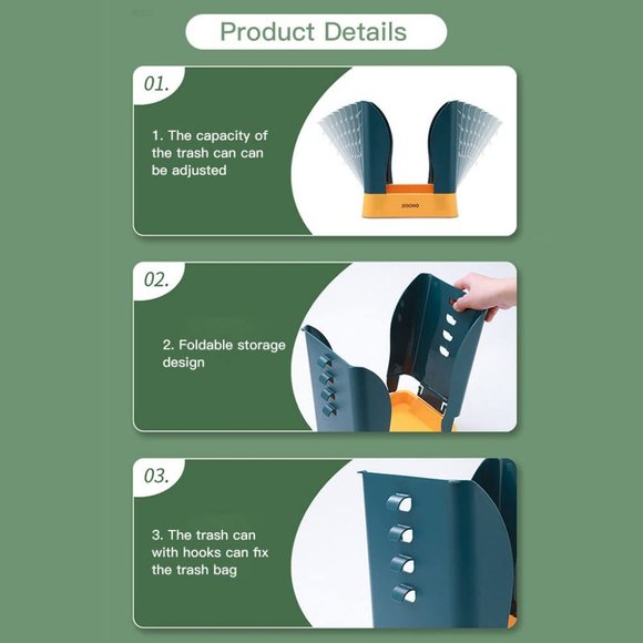 Plastic Small Trash Can, 9-Gear Adjustable Size Multifunction Garbage Can - Picture 9 of 12